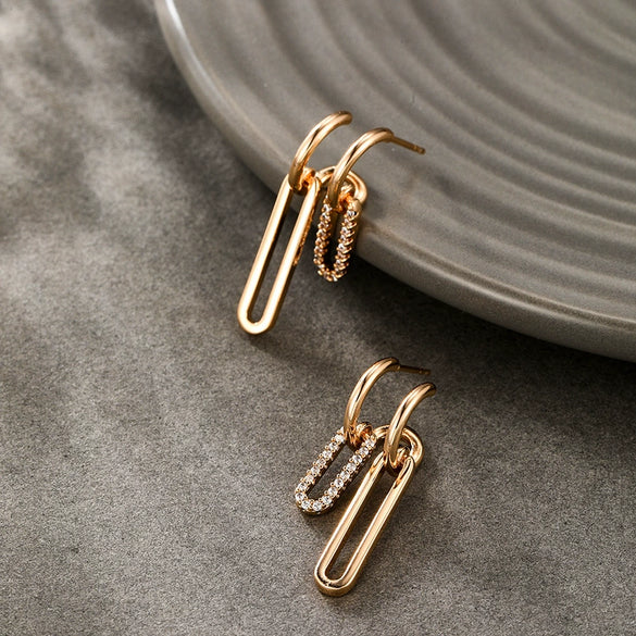 Wholesale Alloy Microinlaid Zircon Geometric Women's Earrings With Electroplating