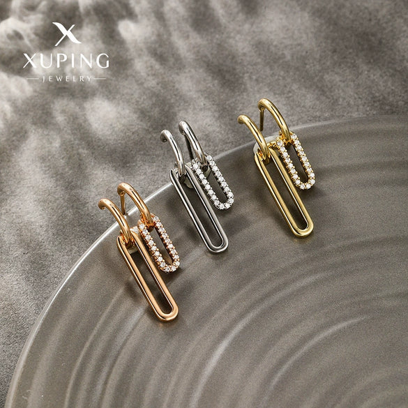 Wholesale Alloy Microinlaid Zircon Geometric Women's Earrings With Electroplating