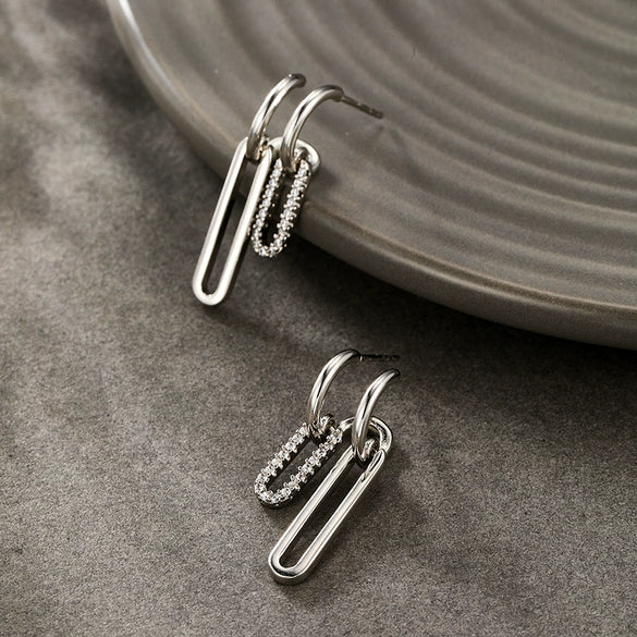 Wholesale Alloy Microinlaid Zircon Geometric Women's Earrings With Electroplating