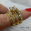 Wholesale Alloy Microinlaid Zircon Ring Threepiece Set Light Luxury Geometric Women's Jewelry