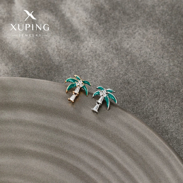 Wholesale Alloy Micropaved Zircon Coconut Tree Earrings Electroplated Casual Design For Women