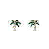 Wholesale Alloy Micropaved Zircon Coconut Tree Earrings Electroplated Casual Design For Women
