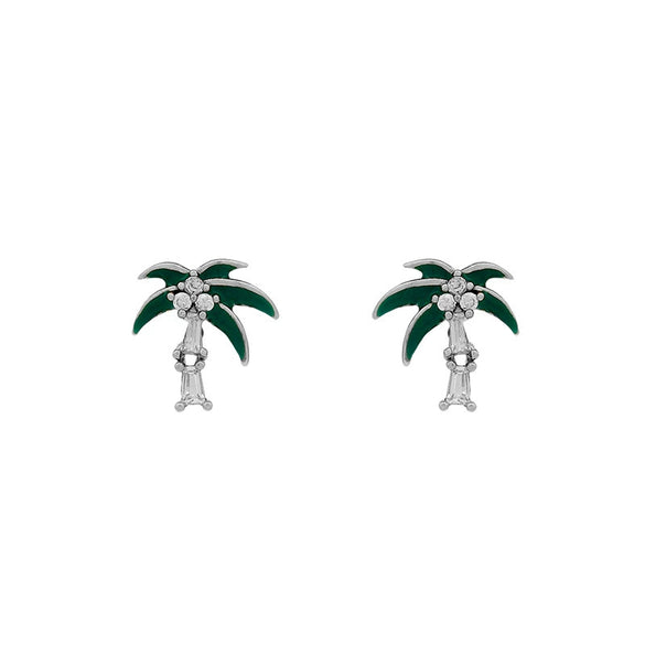 Wholesale Alloy Micropaved Zircon Coconut Tree Earrings Electroplated Casual Design For Women