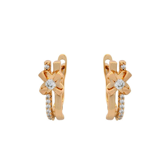 Wholesale Alloy Micropaved Zircon Flower Earrings With Electroplating Elegant And Highend For Women