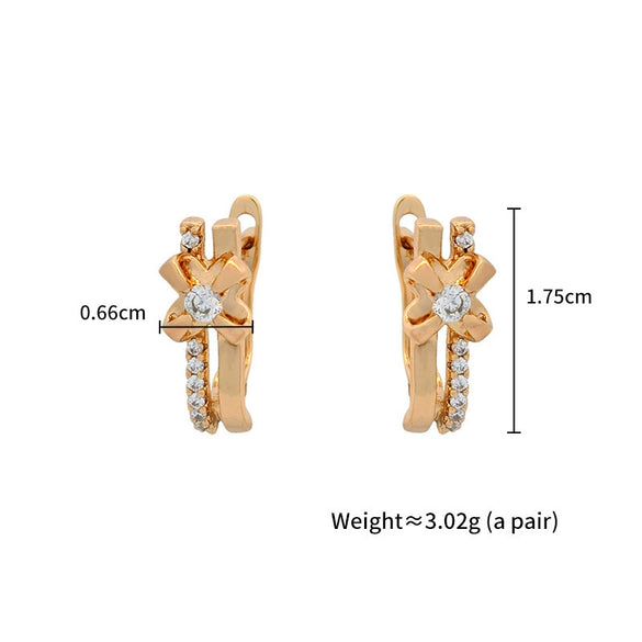 Wholesale Alloy Micropaved Zircon Flower Earrings With Electroplating Elegant And Highend For Women