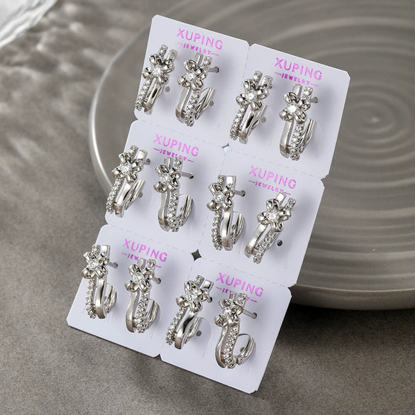 Wholesale Alloy Micropaved Zircon Flower Earrings With Electroplating Elegant And Highend For Women