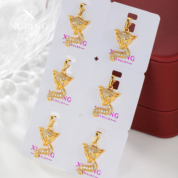 Wholesale Alloy Micropaved Zircon Small Fox Pendant Necklace Plated 24K Gold For Women