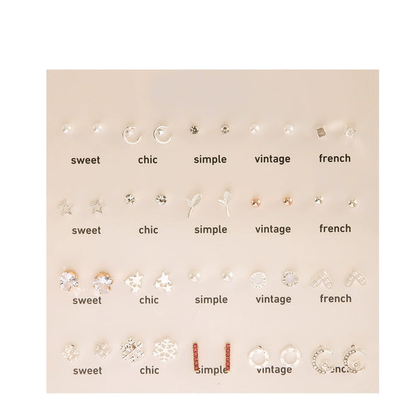 Wholesale Alloy Mini Earrings Multistyle Set With Hollow Love And Snowflake Shapes For Ladies