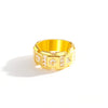 Wholesale Alloy Minimalist Geometric Halfcircle Inlaid Zircon Electroplated Ring