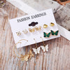Wholesale Alloy Moon Snake Earrings Set With Creative Simple Butterfly Design And Inlaid Vertical Diamond