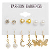 Wholesale Alloy Moon Snake Earrings Set With Creative Simple Butterfly Design And Inlaid Vertical Diamond