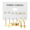 Wholesale Alloy Moon Snake Earrings Set With Creative Simple Butterfly Design And Inlaid Vertical Diamond