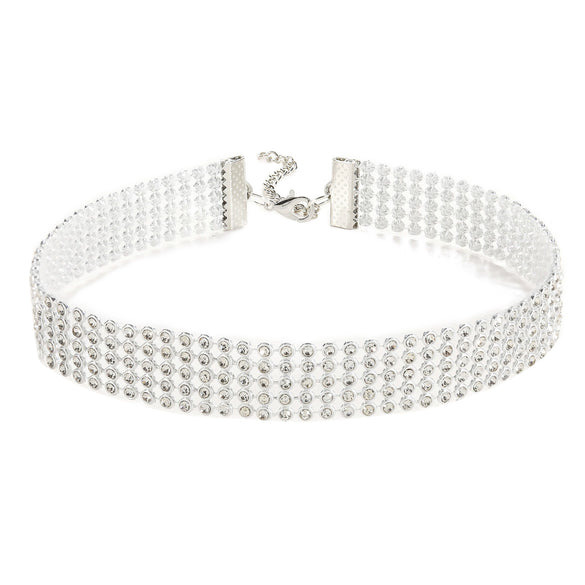 Wholesale Alloy Multi Layer Choker Neck Chain With Diamond Elements