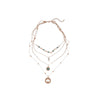 Wholesale Alloy Multilayered Geometric Cross Pendant Necklace Set With Diamonds Retro Style For Women