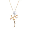 Wholesale Alloy Natural Pearl Plant Flowers Long Necklace Pendant For Women With Electroplating Treatment