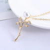 Wholesale Alloy Natural Pearl Plant Flowers Long Necklace Pendant For Women With Electroplating Treatment