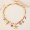 Wholesale Alloy Necklace With Dolphin Shell Conch Starfish Animal Zodiac Pendant Electroplated Design For Women