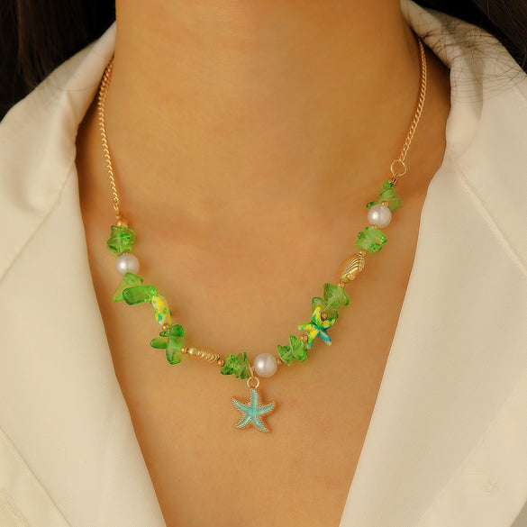 Wholesale Alloy Necklace With Dolphin Shell Conch Starfish Animal Zodiac Pendant Electroplated Design For Women