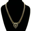 Wholesale Alloy Necklace With Leopard Head Design And Snake Bone Chain Electroplated