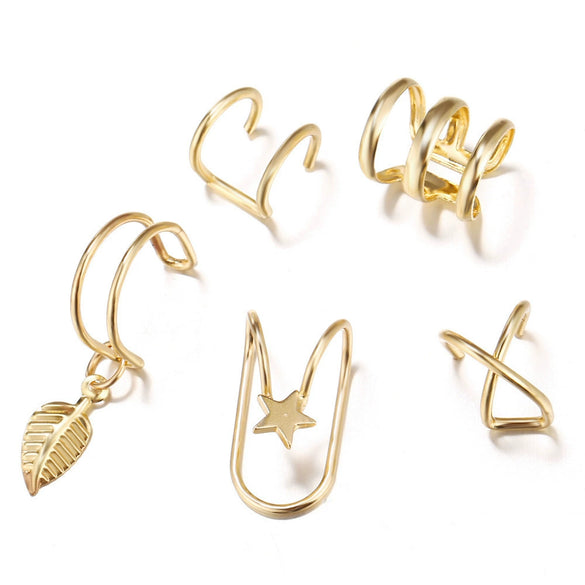 Wholesale Alloy Nonpierced Women's Geometric Ushaped Doublelayer Ear Studs Electroplated