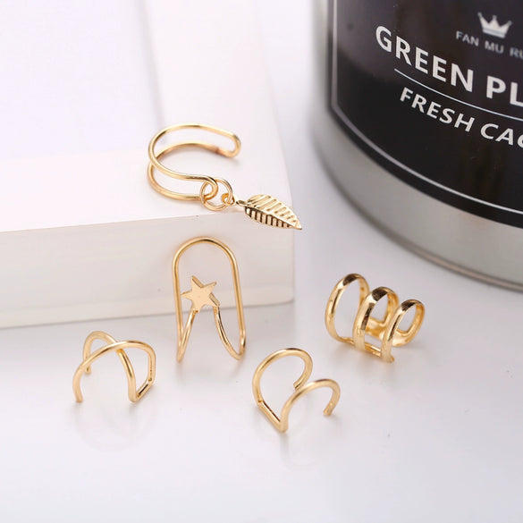Wholesale Alloy Nonpierced Women's Geometric Ushaped Doublelayer Ear Studs Electroplated