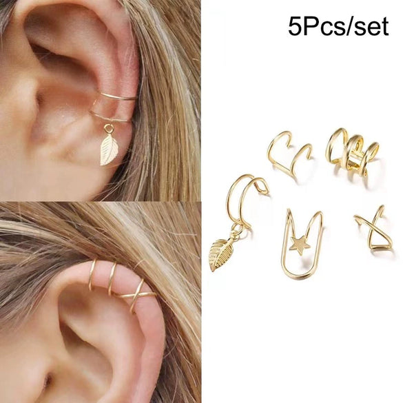 Wholesale Alloy Nonpierced Women's Geometric Ushaped Doublelayer Ear Studs Electroplated