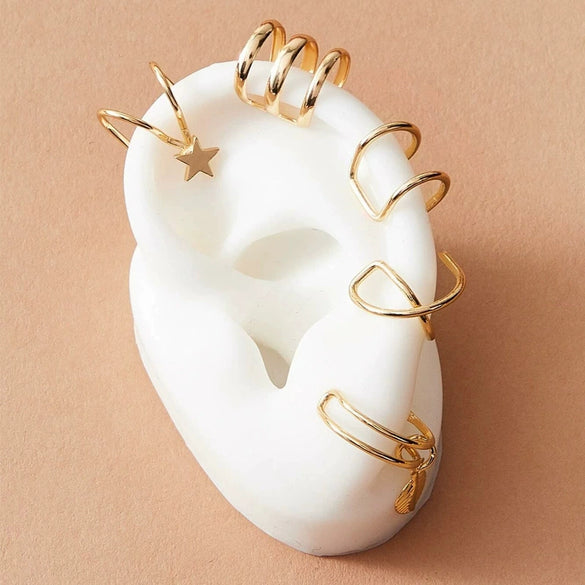Wholesale Alloy Nonpierced Women's Geometric Ushaped Doublelayer Ear Studs Electroplated