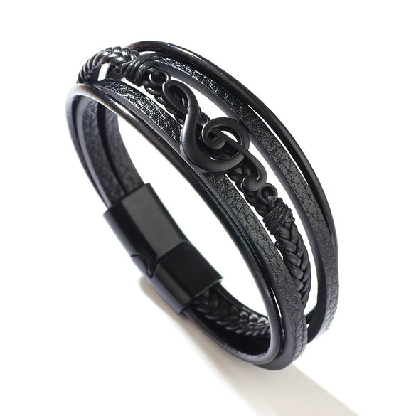 Wholesale Alloy Note Bracelet Unisex Multilayer Leather Braided Magnetic Buckle Retro With Letters Numbers Text Pattern Seiko Design