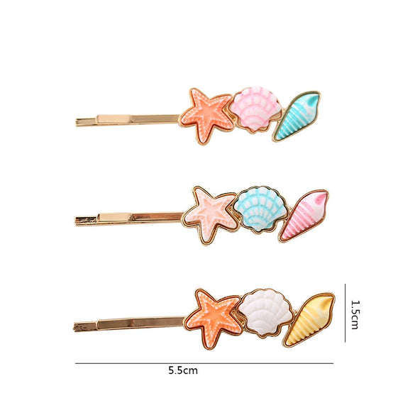 Wholesale Alloy Ocean Style Starfish Shell Conch Hairpin Hair Accessories For Women With Electroplating