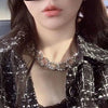 Wholesale Alloy Ochain Necklace With Mixed Gem Inlay Electroplating And Geometric Style For Women