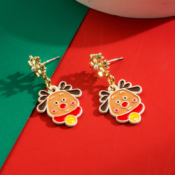 Wholesale Alloy Oil Dropping Christmas Series Fashion Festive Women's Pin Earrings
