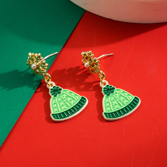 Wholesale Alloy Oil Dropping Christmas Series Fashion Festive Women's Pin Earrings