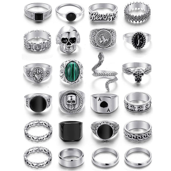 Wholesale Alloy Old Style Geometric Smiley Face Ring Set