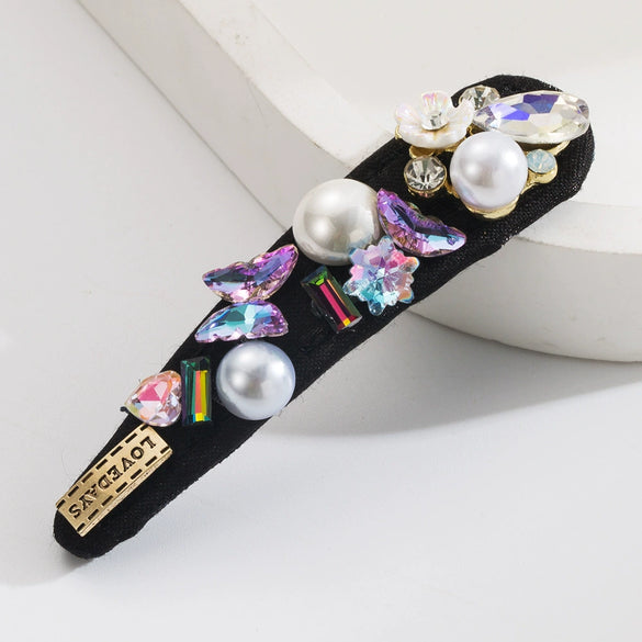 Wholesale Alloy Oneword Clip With Rhinestone Flowers And Butterflies For Women