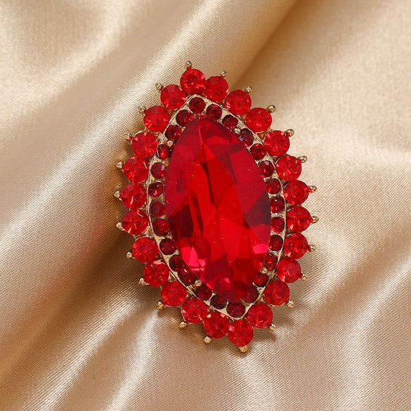 Wholesale Alloy Oval Retro Fashion Exaggerated Luxury Geometric Diamond Open Ring For Unisex And Women