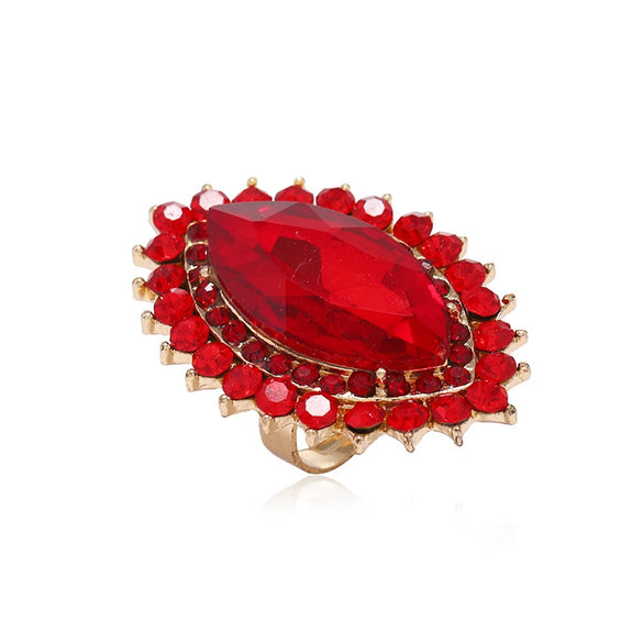 Wholesale Alloy Oval Retro Fashion Exaggerated Luxury Geometric Diamond Open Ring For Unisex And Women