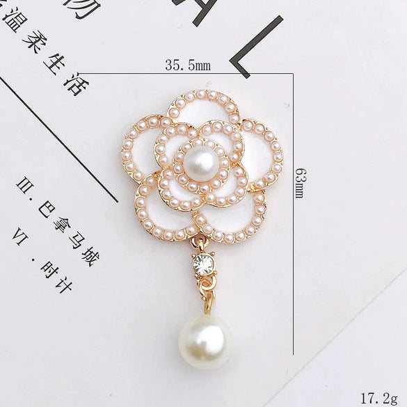 Wholesale Alloy Pearl Camellia Pendant Dripping Oil Jewelry Accessories For Mobile Phone Shell Decoration