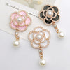 Wholesale Alloy Pearl Camellia Pendant Dripping Oil Jewelry Accessories For Mobile Phone Shell Decoration