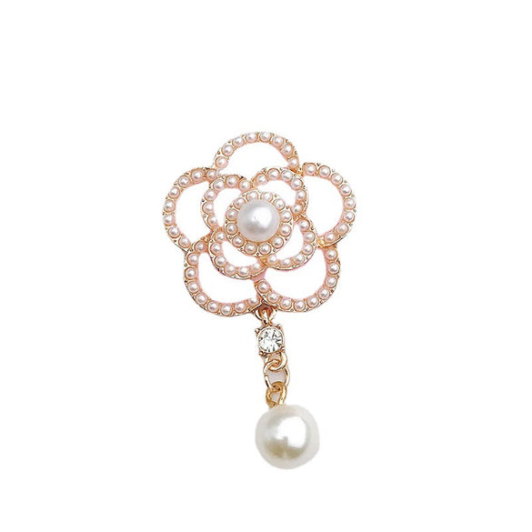 Wholesale Alloy Pearl Camellia Pendant Dripping Oil Jewelry Accessories For Mobile Phone Shell Decoration