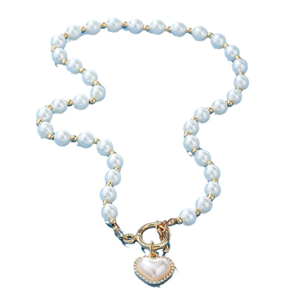 Wholesale Alloy Pearl Chain Necklace With Diamond And Geometric Design For Women French Retro Style
