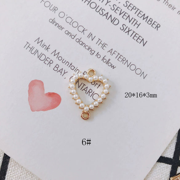 Wholesale Alloy Pearl Diamond Round Heart Double Hanging Earrings Jewelry Accessories
