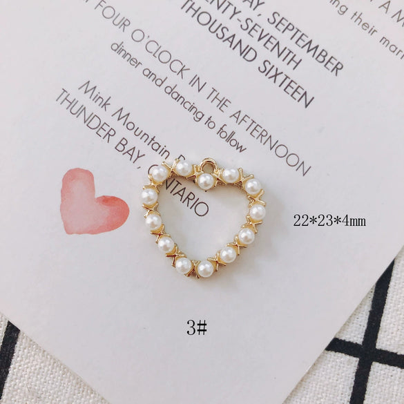 Wholesale Alloy Pearl Diamond Round Heart Double Hanging Earrings Jewelry Accessories