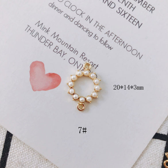 Wholesale Alloy Pearl Diamond Round Heart Double Hanging Earrings Jewelry Accessories