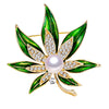 Wholesale Alloy Pearl Enamel Leaf Women's Brooch