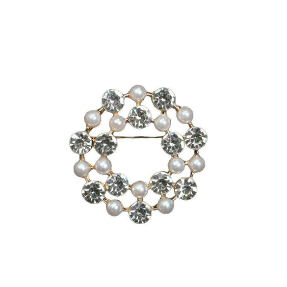 Wholesale Alloy Pearl Hollow Drill Geometric Constellation Electroplated Brooch For Women