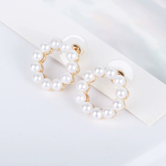 Wholesale Alloy Pearl Inlaid Geometric Earrings For Women