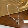 Wholesale Alloy Pearl Necklace With Diamondencrusted Bow Pendant Electroplated Women's Retro Fashion