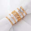 Wholesale Alloy Pearl Rhinestone Butterfly Twist Electroplated Ring Set For Women