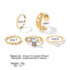 Wholesale Alloy Pearl Rhinestone Butterfly Twist Electroplated Ring Set For Women