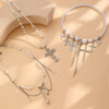Wholesale Alloy Pearl Tassel Cross Geometric Clavicle Chain Necklace For Women With Electroplating